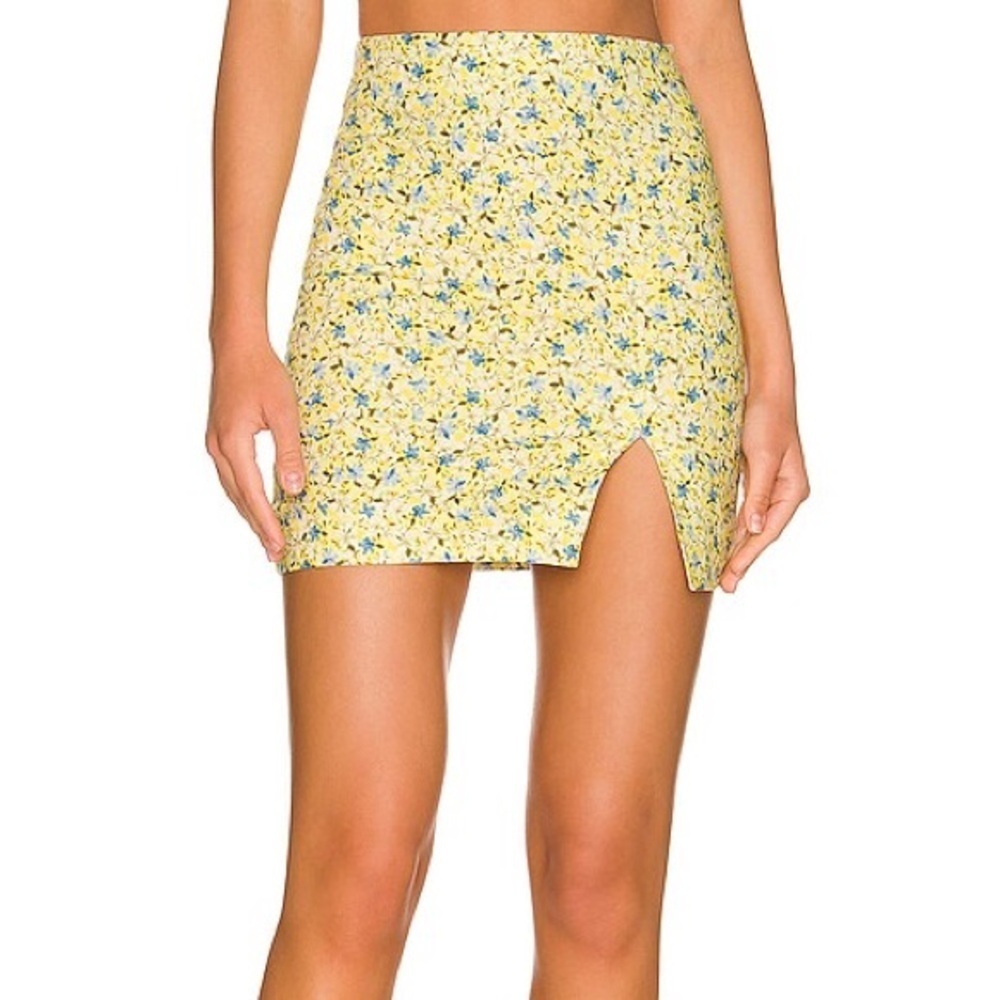 Bardot x REVOLVE Floral Mini Skirt in Summer Floral Yellow Zip Up Size US 4